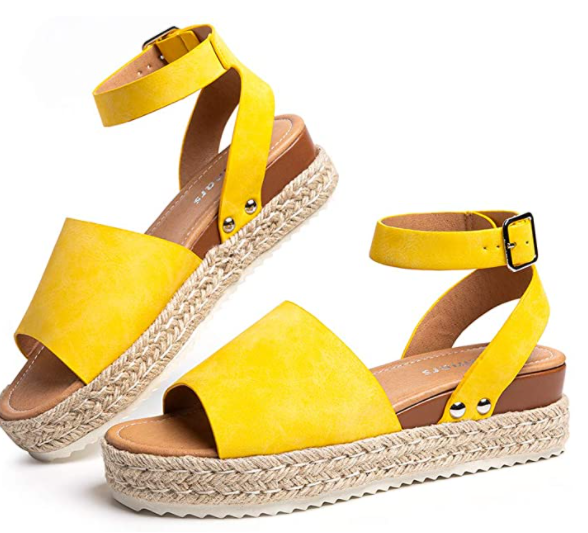 sandalias mujer de plataforma amarillas verano 2021